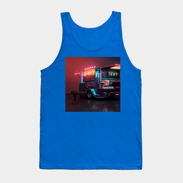 Cyberpunk Tokyo Ramen Food Truck Tank Top by Grassroots Green